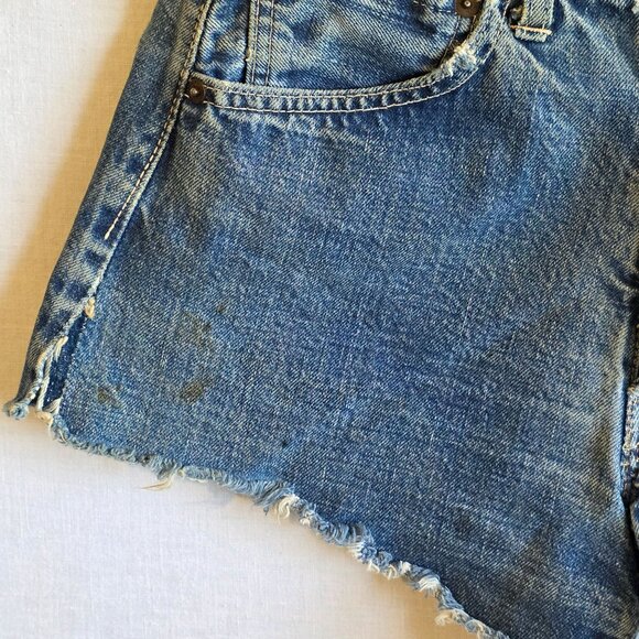Vtg Levis 501 Jean Shorts Womens 26 70s Big E Selvedge Cut Off Distress Thrashed - Picture 3 of 11